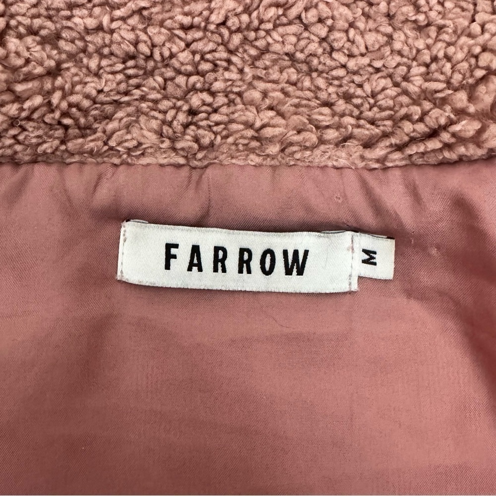 FARROW Teddy Sherpa Sweater Cardigan Coat Pink Rose Brown Tan Size M - Picture 4 of 13